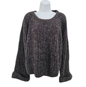 New POL Pullover Sweater Size L Gray Chunky